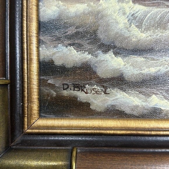 David Brusel Signed Seascape Oil On Canvas nautical themed Framed Painting - Picture 2 of 6